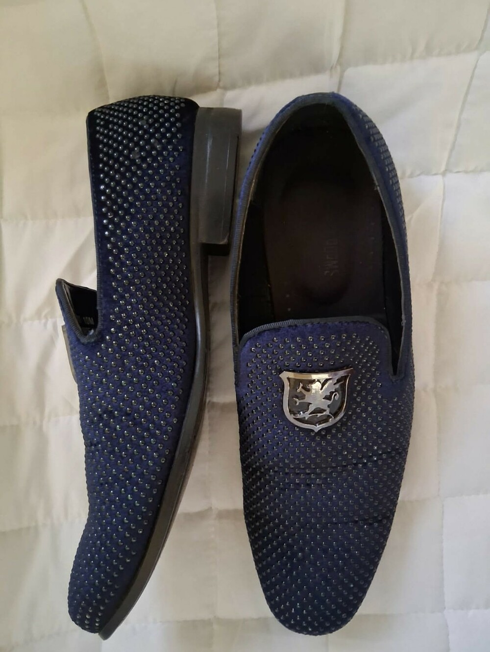 Men's Blue Stacy Adams Swagger Slip-On Loafers with Decorative Accent